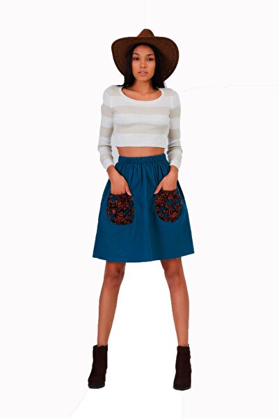 İna Divitin Flannel Elastic Waist, Pocket, Winter Skirt
