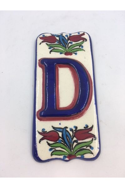 Dost Art Hediyelik Door No: (D) Handmade Ceramic Door Numbers & Door Letters 100% Hand Painted