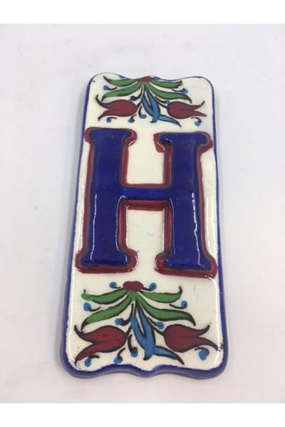 Dost Art Hediyelik Handmade and Hand Painted Ceramic Door Numbers and Door Letters Letter H
