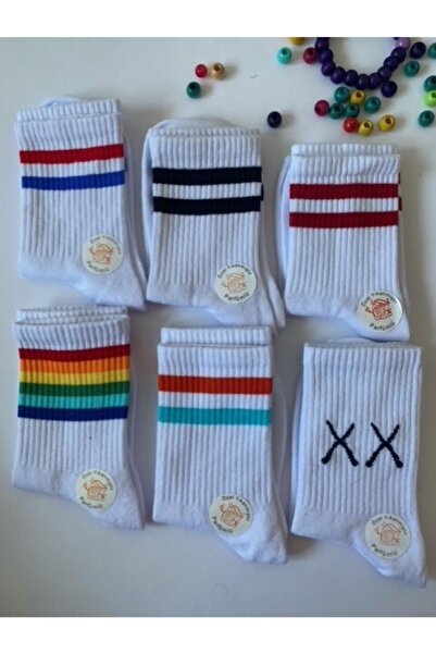 çorapdunyam Унісекс 6-пари кольорових прямих тенісних шкарпеток Gzl0606