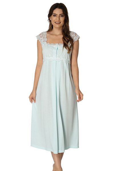 Effort Pijama Women's Turquoise Lace Maternity Nightgown Set