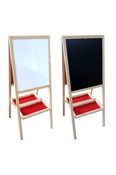 DOĞRU Ayaklı Ahşap Yazı Tahtası Çift Taraflı Manyetik