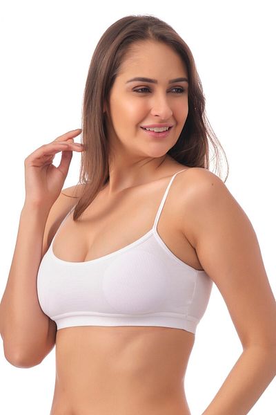 Doce Cravo Women's Combed Cotton Padded Thin Strap Bustier11601815 White