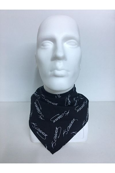 ADALILAR İŞ ELBİSELERİ Μαύρο Ατατούρκ με στάμπα Cook Cap Hat Bandana Flar