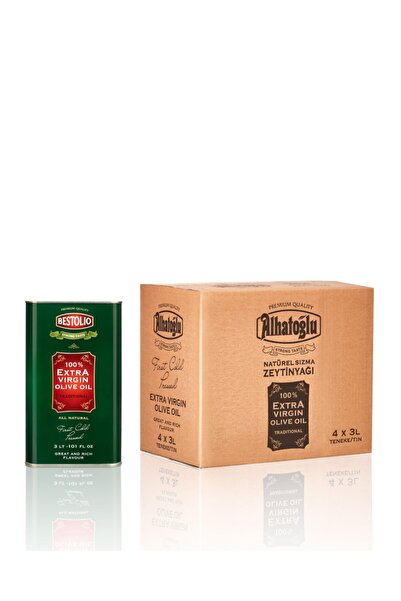 Bestolıo Naturel Sızma Zeytinyağı Teneke 3 Lt. 4'lü