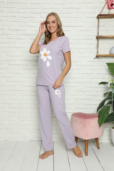 Semm Mix Women's Lilac Daisy Printed Pajama Set
