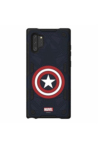 Samsung Note10+ Plus Marvel Captain America Akıllı Kapak - Mavi