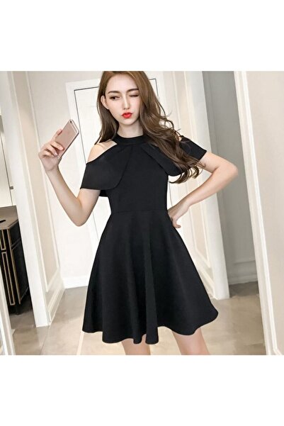 Styling Park Kadın Siyah Yaka Detay Mini Mezuniyet Elbisesi