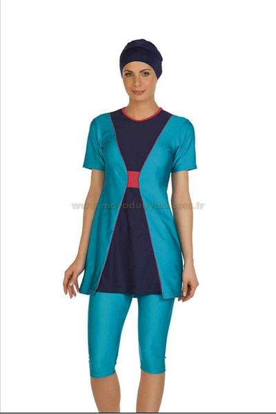 Seamark Blue-dark blue Half Hijab Swimsuit