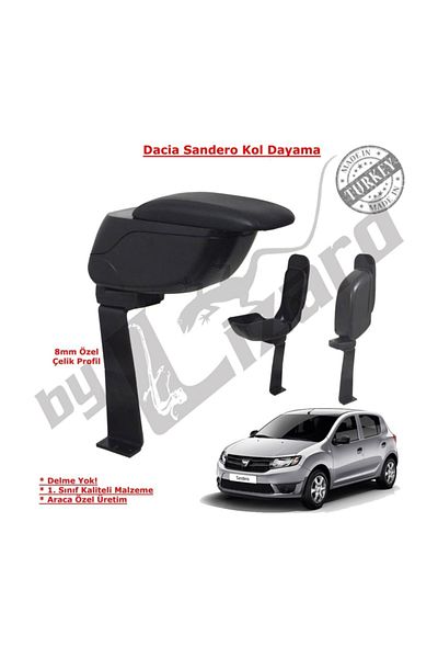 ByLizard Dacia Sandero II Non-Drilling Steel Leg Armrest Black