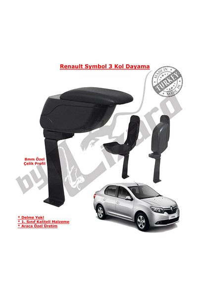 ByLizard Renault Symbol 2013-2019 Non-Drilling Steel Leg Armrest Black