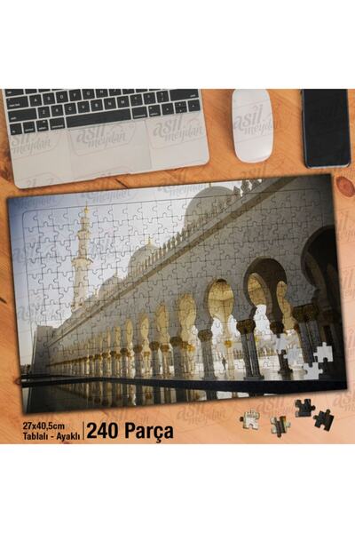 Asilmeydan Asil Hobi Beyaz Camii -ibadet -islami -dini -mimari Yapboz-ayak Destekli Çerçeveli 240 Parça Puzzle
