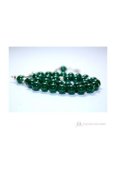 RD EKOAVM Dark Green Agate Stone Prayer Beads 8 Mm Globe Cut