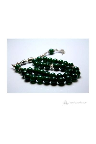 RD EKOAVM Dark Green Agate Stone Prayer Beads 8 Mm Globe Cut
