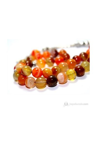 RD EKOAVM 8 Mm Globe Cut Variegated Agate Stone Rosary