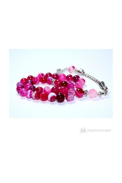 RD EKOAVM Red Variegated Agate Stone Rosary 8 Mm Globe Cut