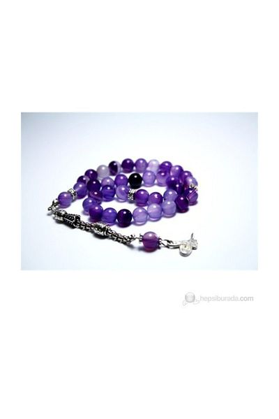 RD EKOAVM Purple Variegated Agate Stone Rosary 8 Mm Globe Cut