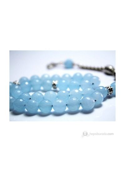 RD EKOAVM Blue Agate Stone Rosary 8 Mm Facet Cut