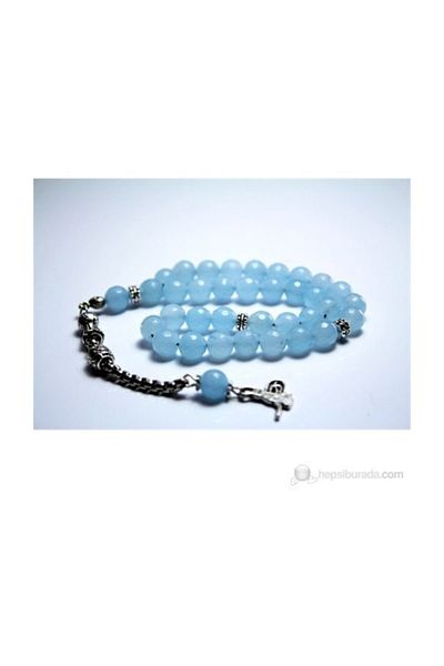RD EKOAVM Blue Agate Stone Rosary 8 Mm Facet Cut