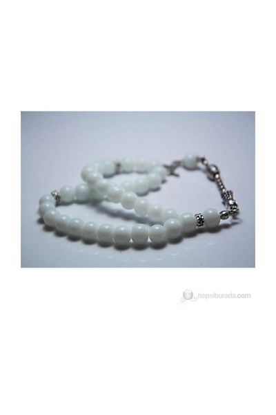 RD EKOAVM White Agate Stone Rosary 8 Mm Globe Cut