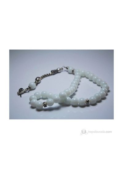 RD EKOAVM White Agate Stone Rosary 8 Mm Globe Cut
