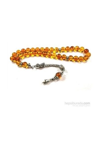 RD EKOAVM 8 Mm Globe Cut Moire Amber Color Rosary
