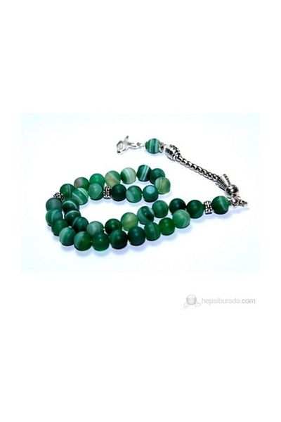 RD EKOAVM 8 Mm Globe Cut Matte Green Agate Stone Rosary