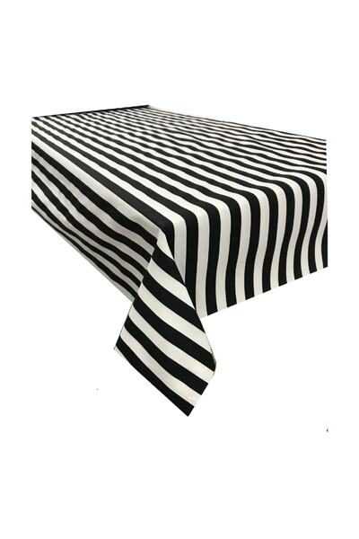 AtaKum Home مفرش طاولة مطبخ من قماش النانو بنمط خط أبيض وأسود مقاس 160 × 220
