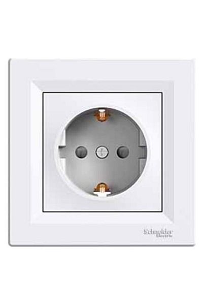 SCHNEIDER Asfora White Flush Mounted Grounded Socket - 10 Pieces Framed