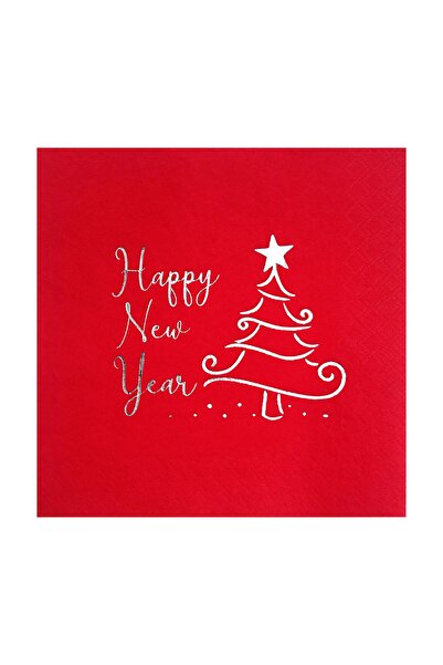 Story 33 × 33 سم من رقائق فضية Happy New Year 1 منقوشة باللون الأحمر