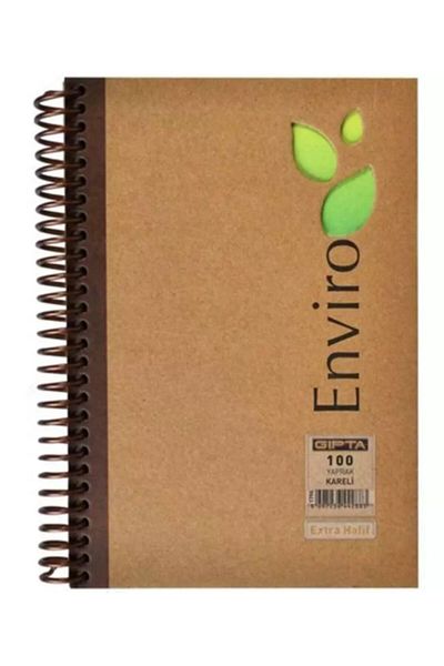 Gıpta Enviro Spiral Kraft Hard Cover Notebook A4 100 Sheets Checkered