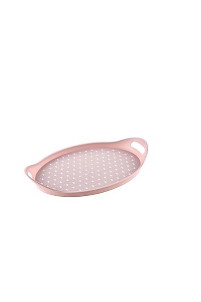 HOBBY LİFE Hobby Life Pink Oval Non-Slip Tray