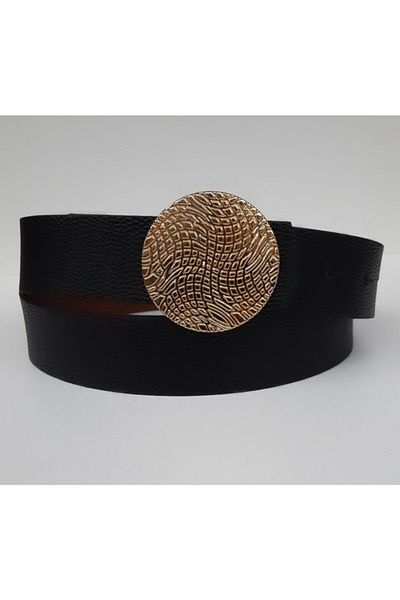 Kemerix Women's Black Cowboy Buckle Belt Çt1212