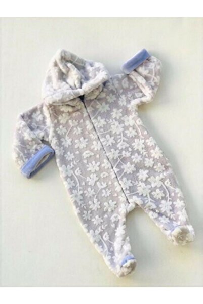 Baby Bebitof Kız Bebek Lila Kapüşonlu Kadife Tulum