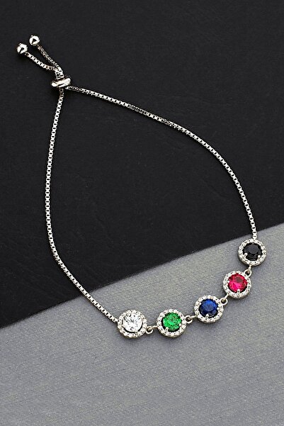 Argentum Concept 925 Ayar Gümüş Renkli Taşlı Asansörlü Bileklik - B076801