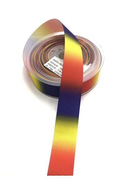 Hobigram Panglică Grosgrain cu Motiv Curcubeu 2,5 Cm – Panglică, Design Elegant, Accesoriu Femei – Panglică