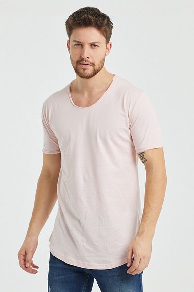 Tarz Cool Men's Pink Dirty Collar Casual T-shirt