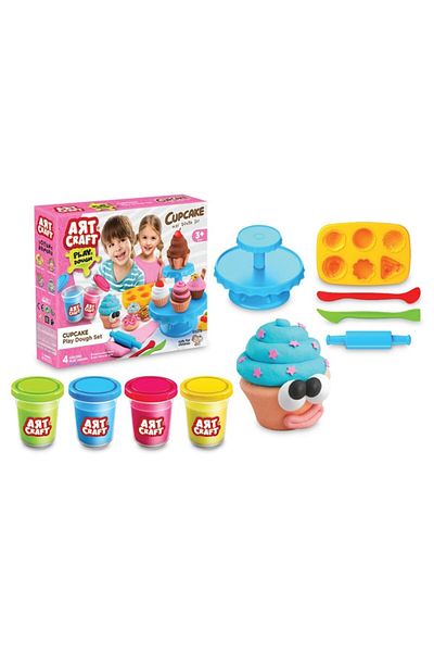 DEDE Art Craft Cupcake Molded Play Dough Set 3D Picture Cardboard with Accessories