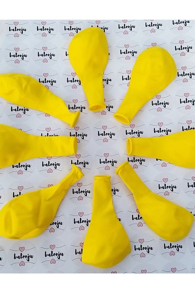 BalonEvi 10 Pieces (1 Pack) Metallic Yellow Balloon - 12 Inch 30 Cm