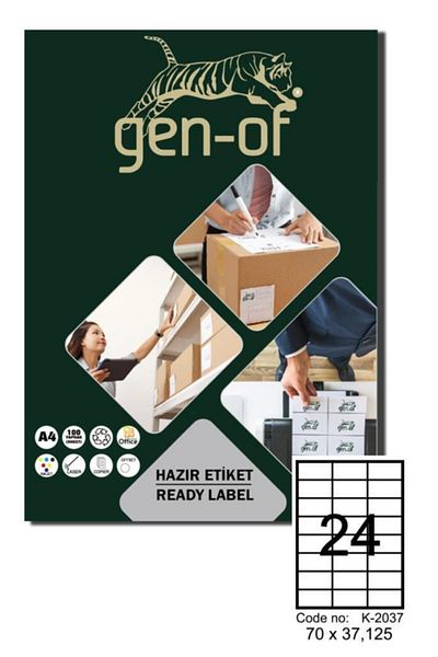 Gen-Of Gk-2037 Laser Label 70x37.125 100 Sheets (2400 Labels)