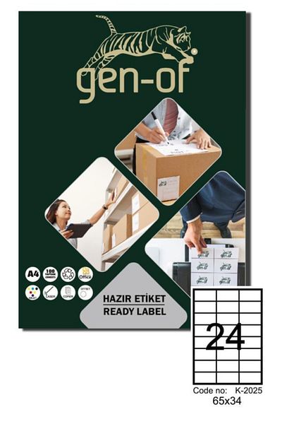 Gen-Of Gk-2025 Laser Label 65X34 100 Sheets(2400 Labels)