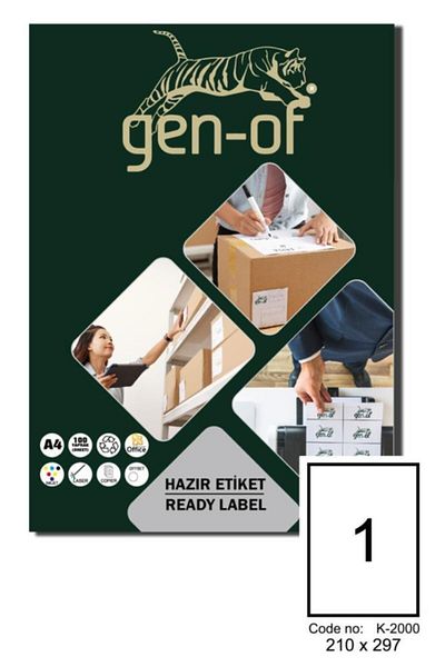 Gen-Of Gk-2000 Laser Label 210x297 100 Sheets (100 Labels)