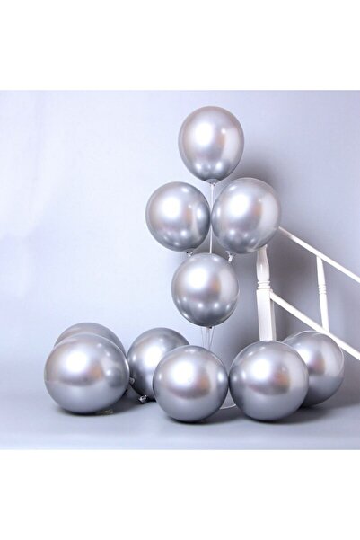 Partimarka بالونات معدنية بلون الفضة والكروم 5 قطع