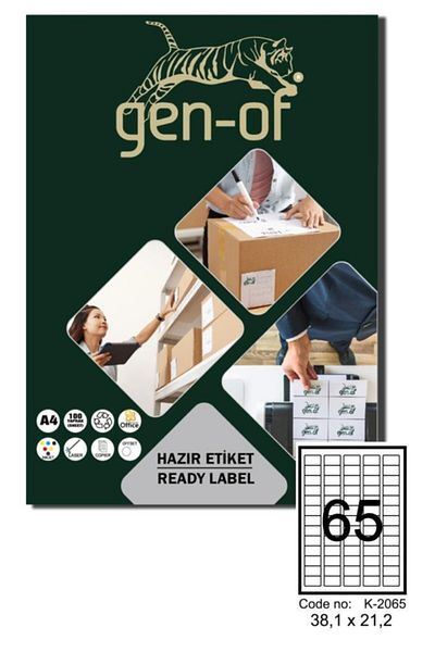 Gen-Of Gk-2065 Laser Sticker 38.1X21.2 100 Sheets(6500 Labels)