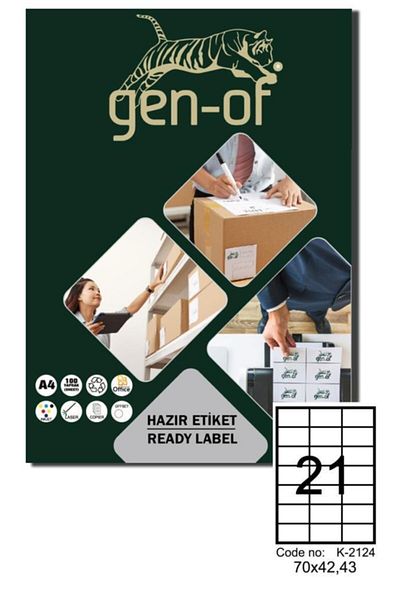 Gen-Of Gk-2124 Laser Label 70x42.43 100 Sheets (2100 Labels)
