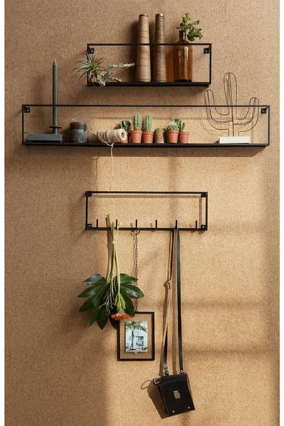 GO DEKOR Decorative 3-Piece Scandinavian Hanging Metal Shelf Model