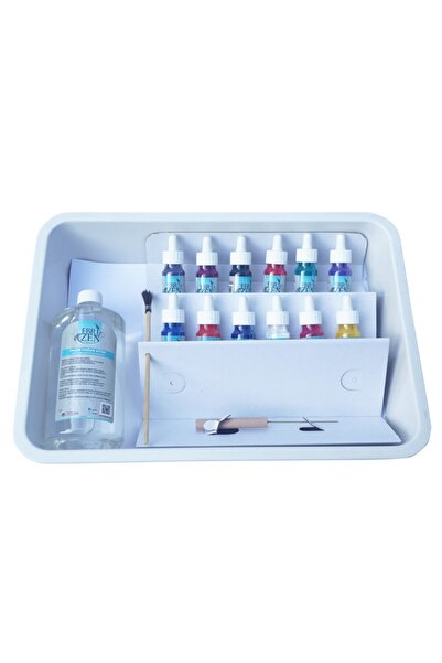 EBRİZEN Ebru Sanatı Eğitim Eğitim Seti 12 Renk Büyük Boy A3