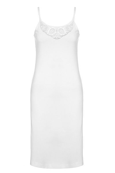 TOLIN White 100% Cotton Laced Women's Petticoat and Rope Strap Nightgown - 1228