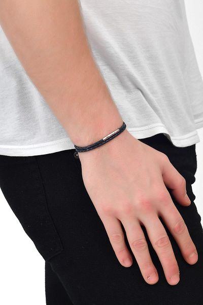 LABALABA Unisex Steel Closure Wrap Indigo Blue Leather Bracelet