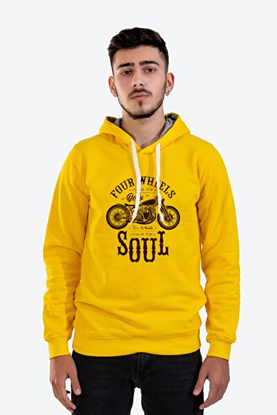 Raf Coll Unisex motociklistička Štampano žuta majica sa kapuljačom